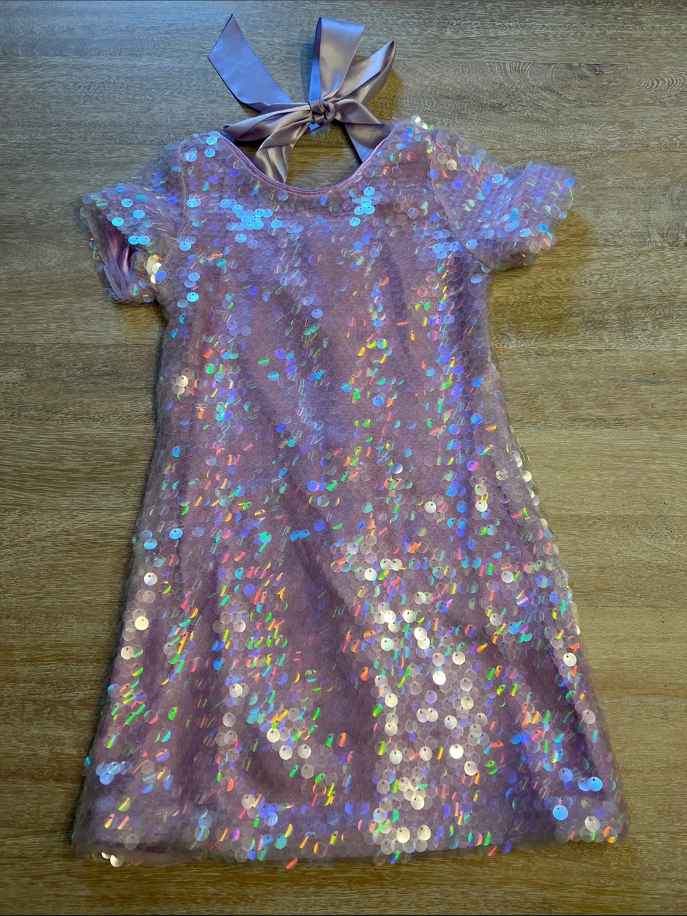 Lola and the Boys lavender sequin bow dress size 2 NWT